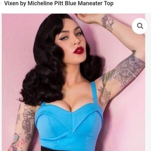 Vixen by Micheline Pitt blue Maneater top XL